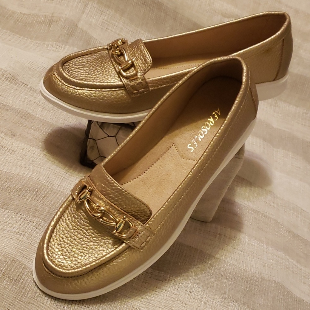 Ladies Aerosoles Olimpia Metallic Gold Loafers